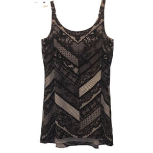 Cabi Monaco Black & Nude Chevron Lace Camisole